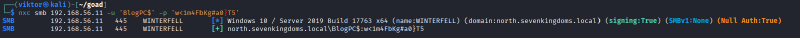 NetExec confirming that the new computer credentials authenticate